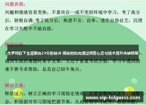 杰罗姆砍下生涯新高29分的秘诀 揭秘他如何通过调整心态与技术提升突破极限